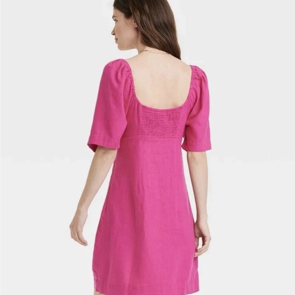 a new day Hot Pink Square Neck Puff Sleeve Midi Dress - Picture 2 of 3